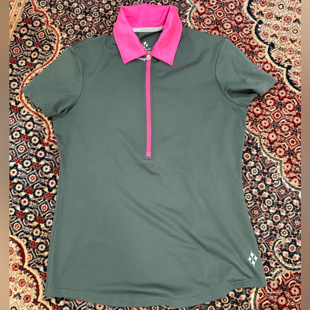 Jofit Green and Pink Nantucket Golf Shirt